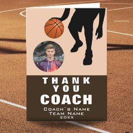 Silhouette Photo Coach voor Basketball Player Bedankkaart