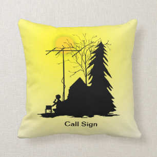 Silhouette Pillow, radiooperator Ham Kussen