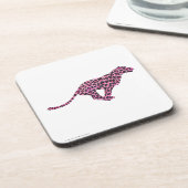 Silhouette Pink en Black Leopard Bier Onderzetter (Linkerzijde)