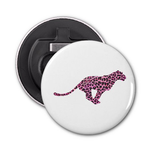 Silhouette Pink en Black Leopard Button Flesopener (Voorkant)
