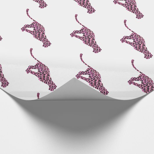 Silhouette Pink en Black Leopard Cadeaupapier (Hoek)