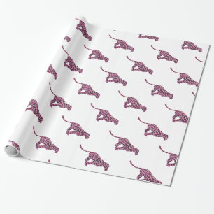 Silhouette Pink en Black Leopard Cadeaupapier