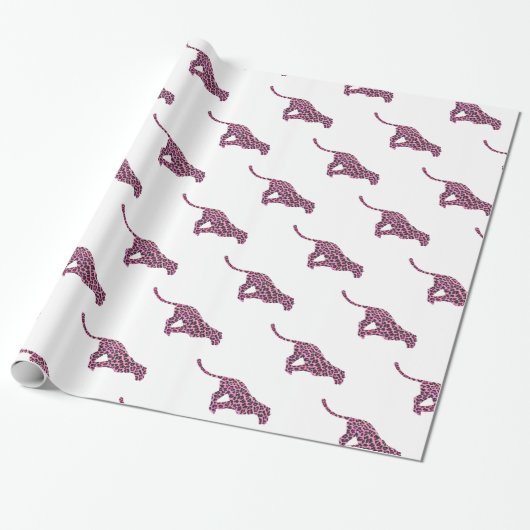 Silhouette Pink en Black Leopard Cadeaupapier (Uitgerold)