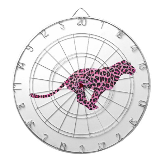 Silhouette Pink en Black Leopard Dartbord (Voorkant)