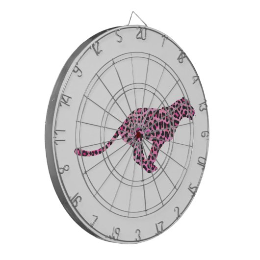 Silhouette Pink en Black Leopard Dartbord (Voorkant Links)