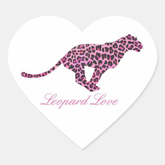 Silhouette Pink en Black Leopard Hart Sticker (Voorkant)