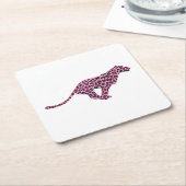 Silhouette Pink en Black Leopard Kartonnen Onderzetters (Schuin)