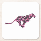 Silhouette Pink en Black Leopard Kartonnen Onderzetters (Voorkant)