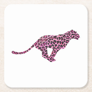 Silhouette Pink en Black Leopard Kartonnen Onderzetters