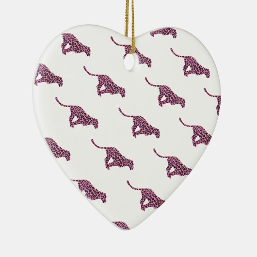 Silhouette Pink en Black Leopard Keramisch Ornament (Rechts)