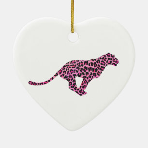 Silhouette Pink en Black Leopard Keramisch Ornament