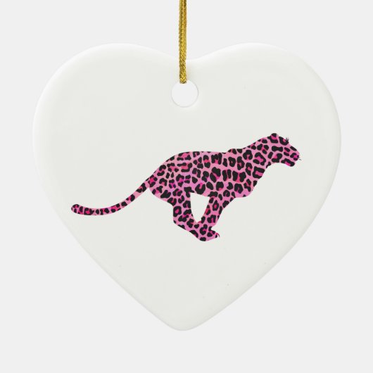 Silhouette Pink en Black Leopard Keramisch Ornament (Achterkant)