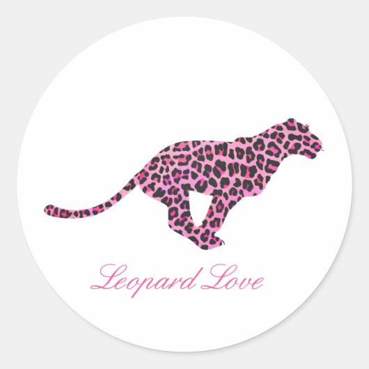 Silhouette Pink en Black Leopard Ronde Sticker (Voorkant)