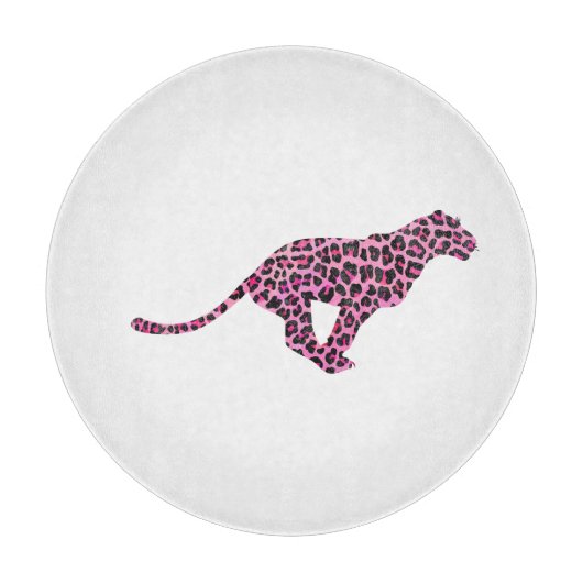 Silhouette Pink en Black Leopard Snijplank (Voorkant)