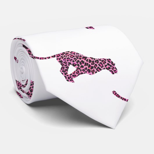 Silhouette Pink en Black Leopard Stropdas (Opgerold)