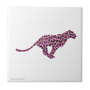 Silhouette Pink en Black Leopard Tegeltje