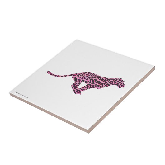 Silhouette Pink en Black Leopard Tegeltje (Zijkant)