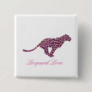 Silhouette Pink en Black Leopard Vierkante Button 5,1 Cm