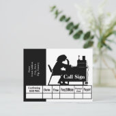 Silhouette QSL-kaart met vrouw-uurradiooperator Briefkaart (Staand voorkant)