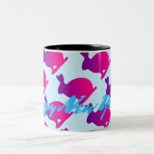 Silhouette Rabbit Chinese Year Zodiac Birthday M Tweekleurige Koffiemok (Center)