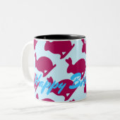 Silhouette Rabbit Chinese Year Zodiac Birthday M Tweekleurige Koffiemok (Voorkant links)