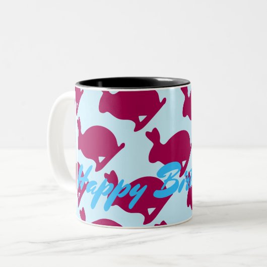 Silhouette Rabbit Chinese Year Zodiac Birthday M Tweekleurige Koffiemok (Voorkant links)