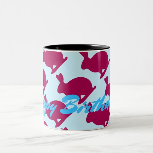 Silhouette Rabbit Chinese Year Zodiac Birthday M Tweekleurige Koffiemok (Center)