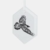 Silhouette Raven in Flight Bird Wildlife Natuur Glas Ornament (Voorkant links)