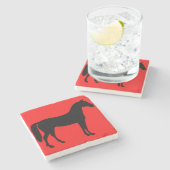 Silhouette (Red and Black Horse) Stenen Onderzetter (Zijkant)