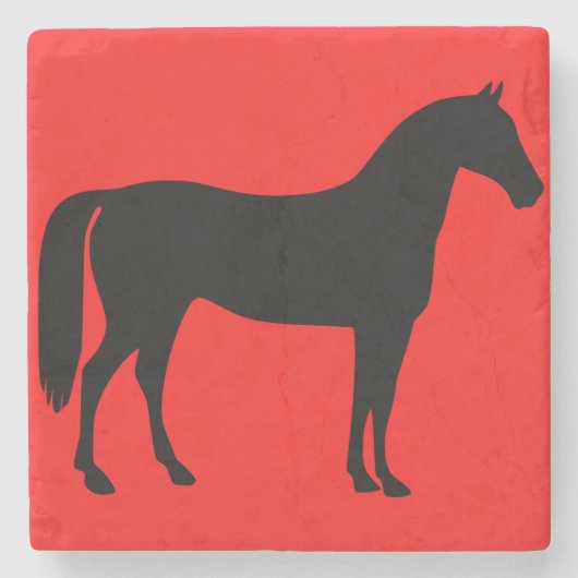 Silhouette (Red and Black Horse) Stenen Onderzetter (Voorkant)