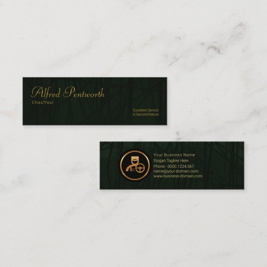 Silhouette Reed Plant Lines Chauffeur Mini Visitekaartje (Voorkant / Achterkant)