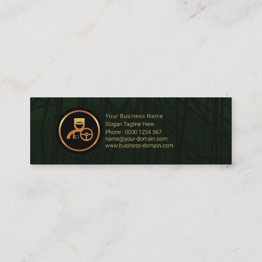 Silhouette Reed Plant Lines Chauffeur Mini Visitekaartje (Achterkant)