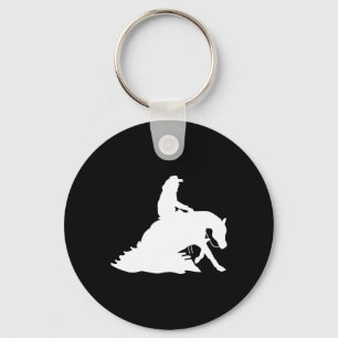 Silhouette Reining Horse Show Rider Cowboy Horseba Sleutelhanger