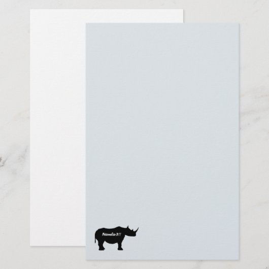 Silhouette Rhinoceros Briefpapier (Voorkant / Achterkant)