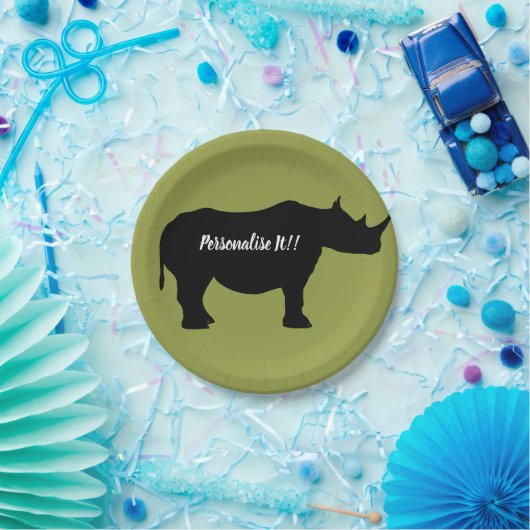 Silhouette Rhinoceros Papieren Bordje (Feest)