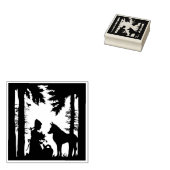 Silhouette Riding Hood Trees Forest Wolf Rubberstempel (Gestempeld)