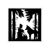 Silhouette Riding Hood Trees Forest Wolf Rubberstempel (Afrduk)