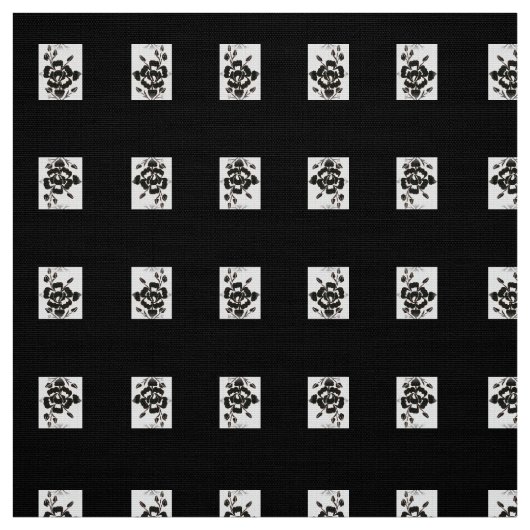 Silhouette Roos Zwart op Cotton Poly Stof 60" (Swatch)