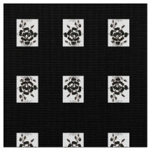Silhouette Roos Zwart op Cotton Poly Stof 60"