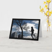 Silhouette Runner in de City Birthday Kaart (Gele Bloem)