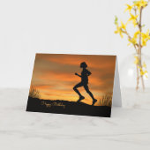 Silhouette Runner met een Sunset Birthday Card Kaart (Gele Bloem)