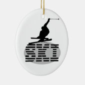 Silhouette Ski T-shirts en cadeaus Keramisch Ornament (Rechts)