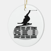 Silhouette Ski T-shirts en cadeaus Keramisch Ornament (Links)