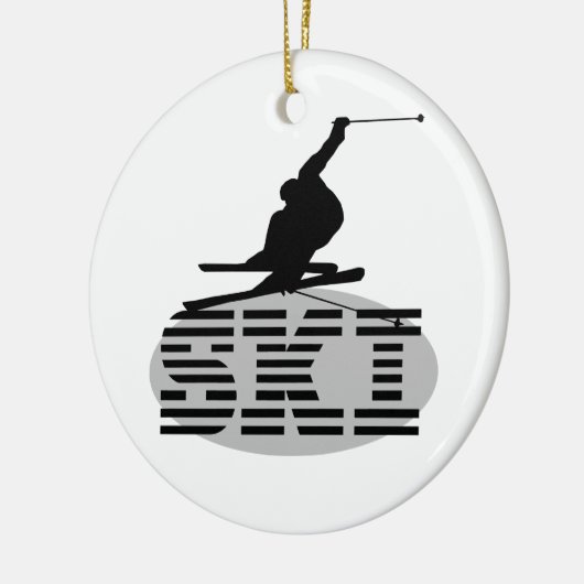 Silhouette Ski T-shirts en cadeaus Keramisch Ornament (Links)