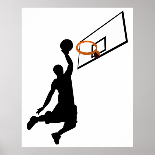 Silhouette Slam Dunk Basketball Player Poster (Voorkant)
