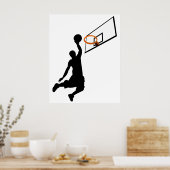 Silhouette Slam Dunk Basketball Player Poster (Keuken)