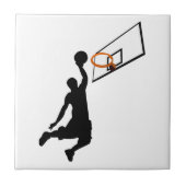 Silhouette Slam Dunk Basketball Player Tegeltje (Voorkant)