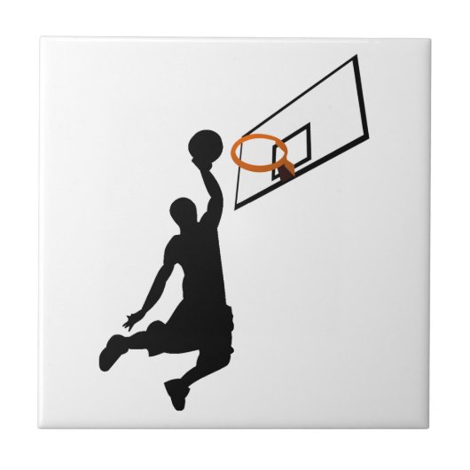 Silhouette Slam Dunk Basketball Player Tegeltje (Voorkant)