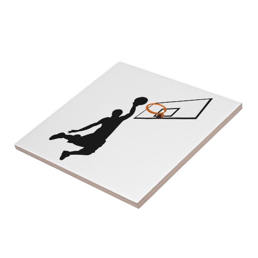 Silhouette Slam Dunk Basketball Player Tegeltje (Zijkant)
