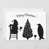 silhouette snewman pinguin kerst elegant kaart (Voorkant)